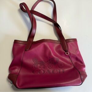Coach Fuchsia and Burgundy Leather Shoulder Bag
